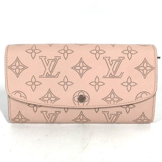 LOUIS VUITTON Long Wallet Purse M60145 monogram mahina leather pink Monogram Mahina Portefeuille Iris Women Used Authentic