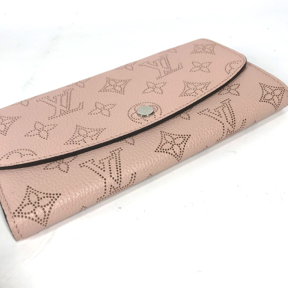 LOUIS VUITTON Long Wallet Purse M60145 monogram mahina leather pink Monogram Mahina Portefeuille Iris Women Used Authentic
