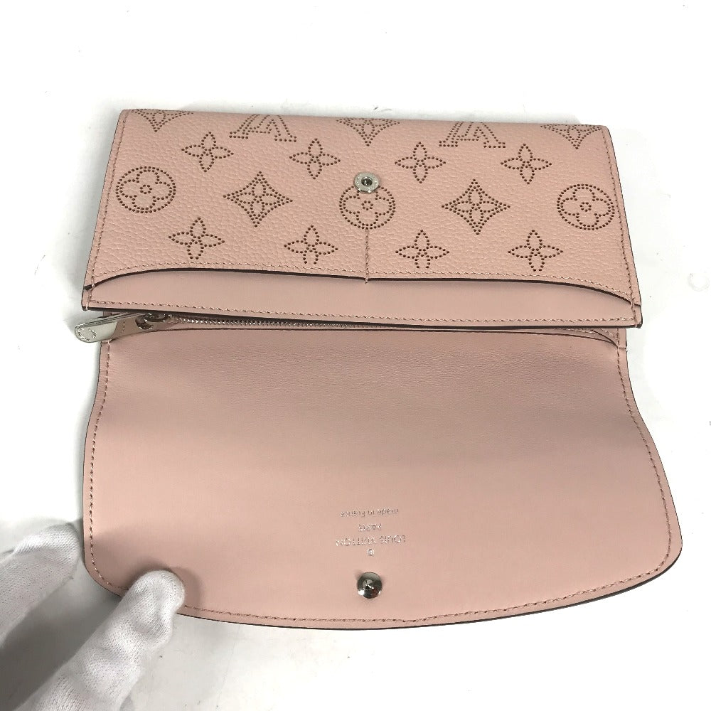 LOUIS VUITTON Long Wallet Purse M60145 monogram mahina leather pink Monogram Mahina Portefeuille Iris Women Used Authentic