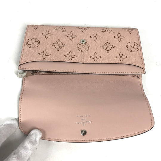 LOUIS VUITTON Long Wallet Purse M60145 monogram mahina leather pink Monogram Mahina Portefeuille Iris Women Used Authentic