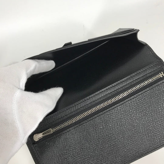 HERMES Long Wallet Purse Epsom black H logo Beansufla unisex(Unisex) Used Authentic