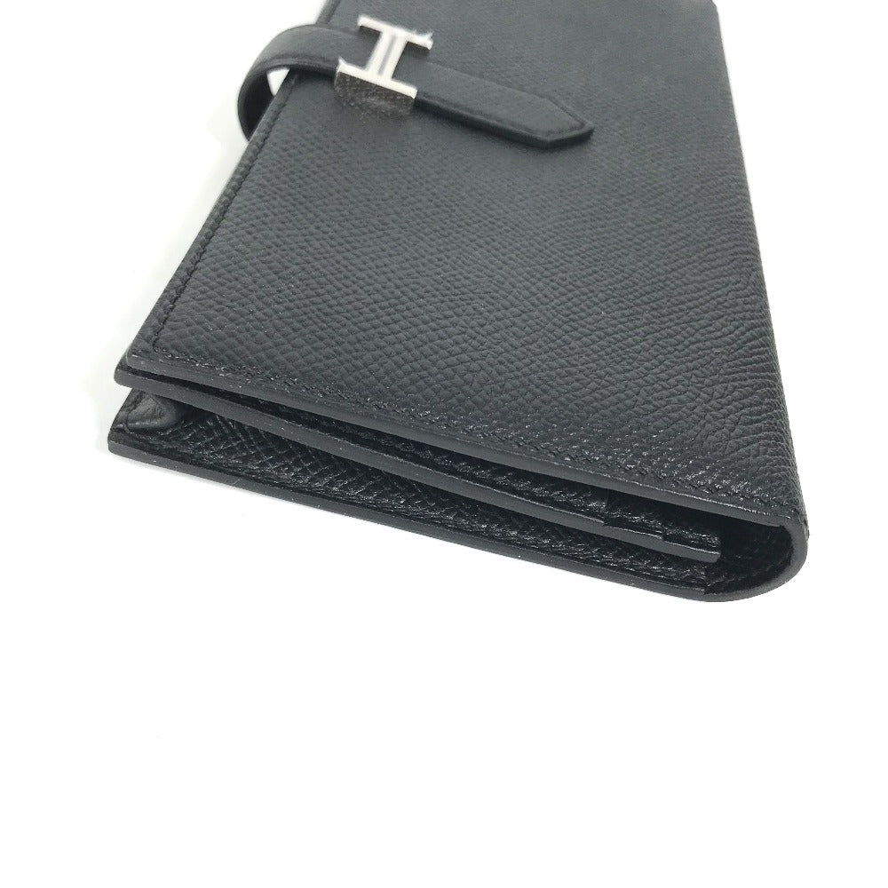 HERMES Long Wallet Purse Epsom black H logo Beansufla unisex(Unisex) Used Authentic