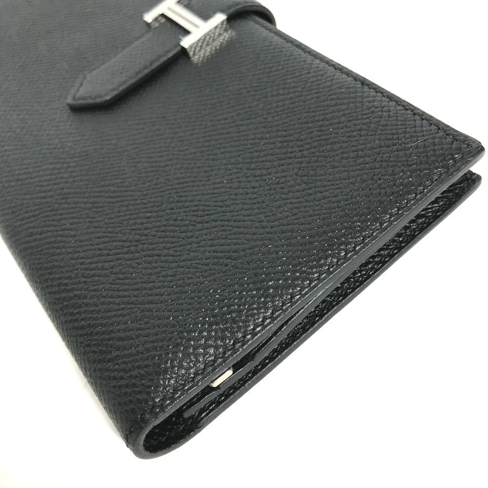 HERMES Long Wallet Purse Epsom black H logo Beansufla unisex(Unisex) Used Authentic