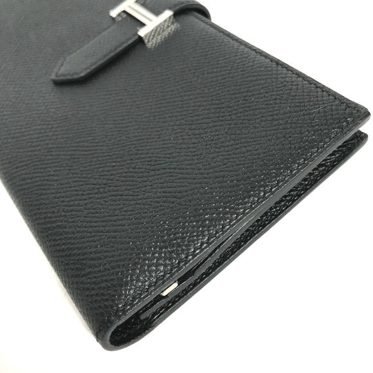 HERMES Long Wallet Purse Epsom black H logo Beansufla unisex(Unisex) Used Authentic