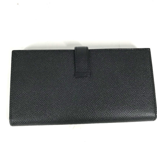 HERMES Long Wallet Purse Epsom black H logo Beansufla unisex(Unisex) Used Authentic