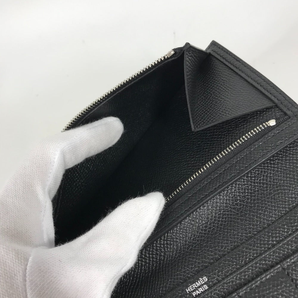 HERMES Long Wallet Purse Epsom black H logo Beansufla unisex(Unisex) Used Authentic
