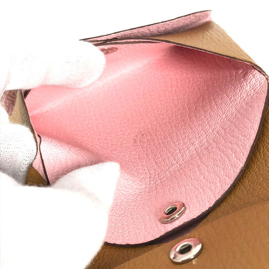 HERMES Coin case Shave beige Bifold Wallet Bicolor Calvi Duo Verso Women(Unisex) Used Authentic