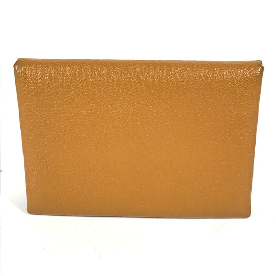 HERMES Coin case Shave beige Bifold Wallet Bicolor Calvi Duo Verso Women(Unisex) Used Authentic