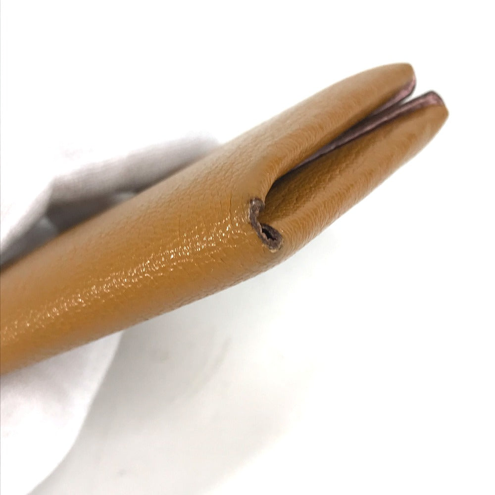 HERMES Coin case Shave beige Bifold Wallet Bicolor Calvi Duo Verso Women(Unisex) Used Authentic
