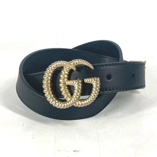 GUCCI belt 524103 leather black GG Marmont logo buckle Women 75 Used Authentic