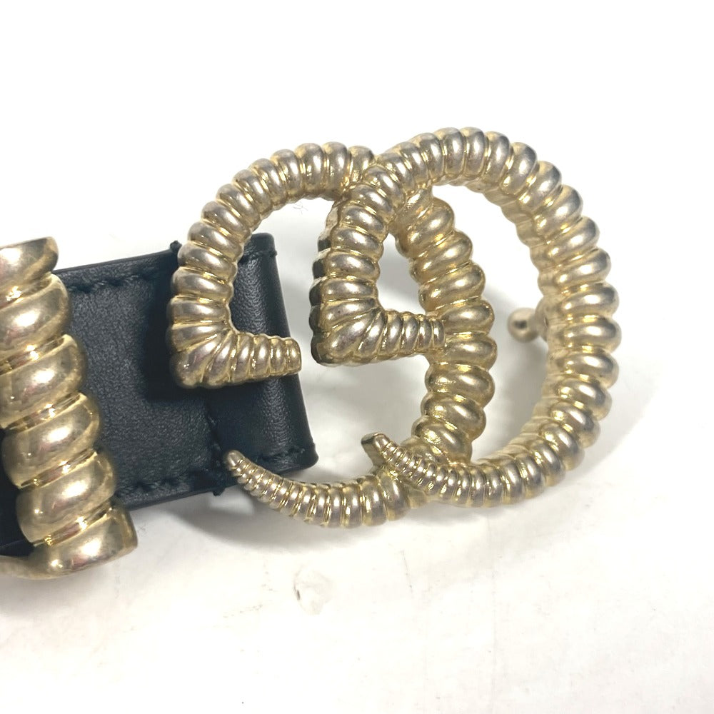 GUCCI belt 524103 leather black GG Marmont logo buckle Women 75 Used Authentic