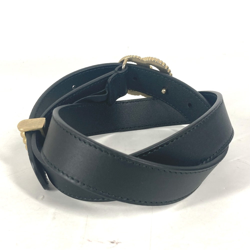 GUCCI belt 524103 leather black GG Marmont logo buckle Women 75 Used Authentic