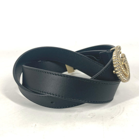 GUCCI belt 524103 leather black GG Marmont logo buckle Women 75 Used Authentic