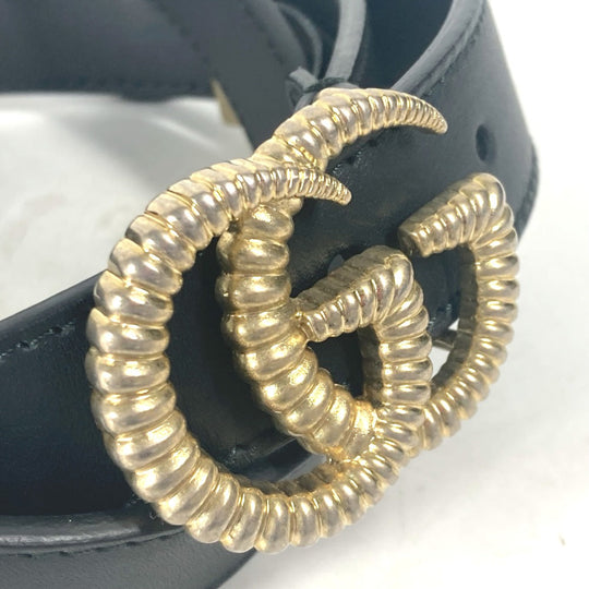 GUCCI belt 524103 leather black GG Marmont logo buckle Women 75 Used Authentic
