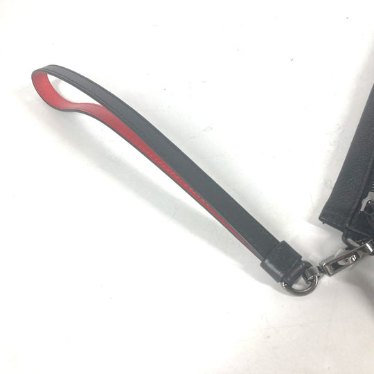 Christian Louboutin Clutch bag leather black business bag Studs CL logo Women(Unisex) Used Authentic
