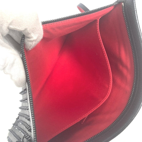 Christian Louboutin Clutch bag leather black business bag Studs CL logo Women(Unisex) Used Authentic