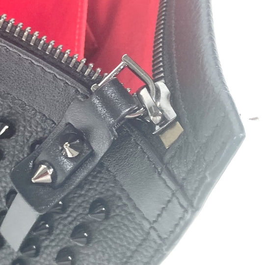 Christian Louboutin Clutch bag leather black business bag Studs CL logo Women(Unisex) Used Authentic