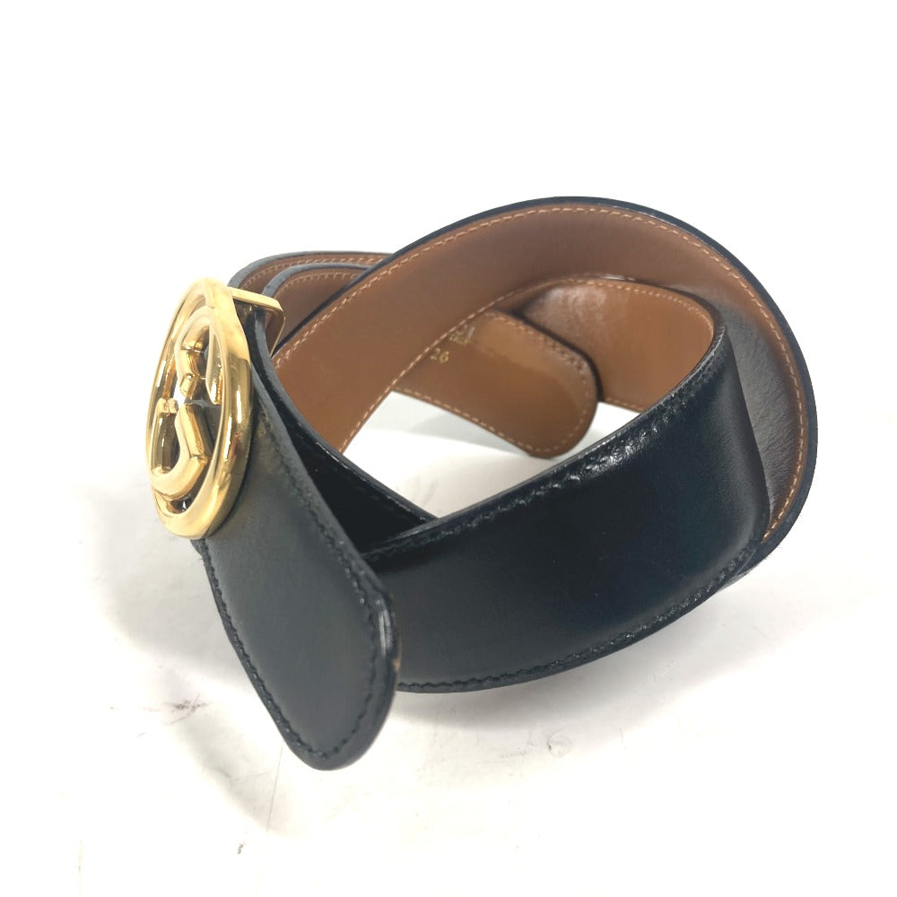 GUCCI belt 036 519 2964 leather black vintage GG logo buckle Women 65 Used Authentic