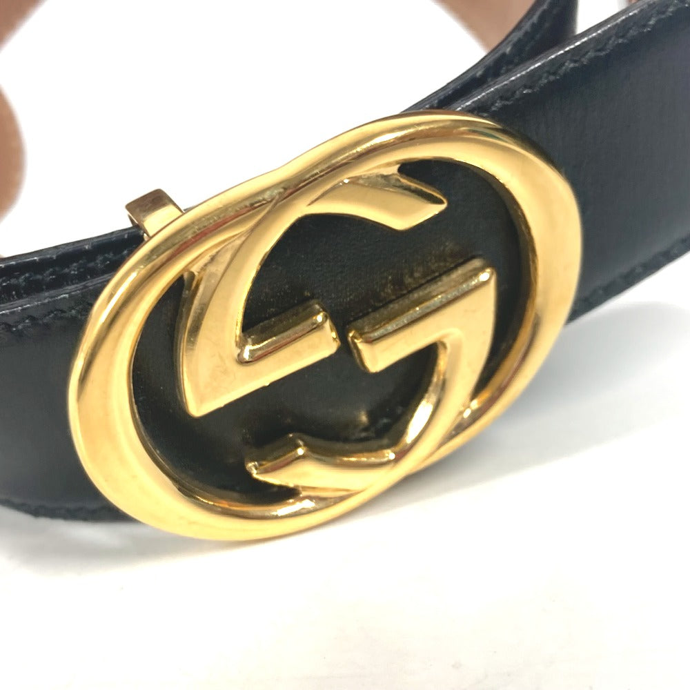 GUCCI belt 036 519 2964 leather black vintage GG logo buckle Women 65 Used Authentic