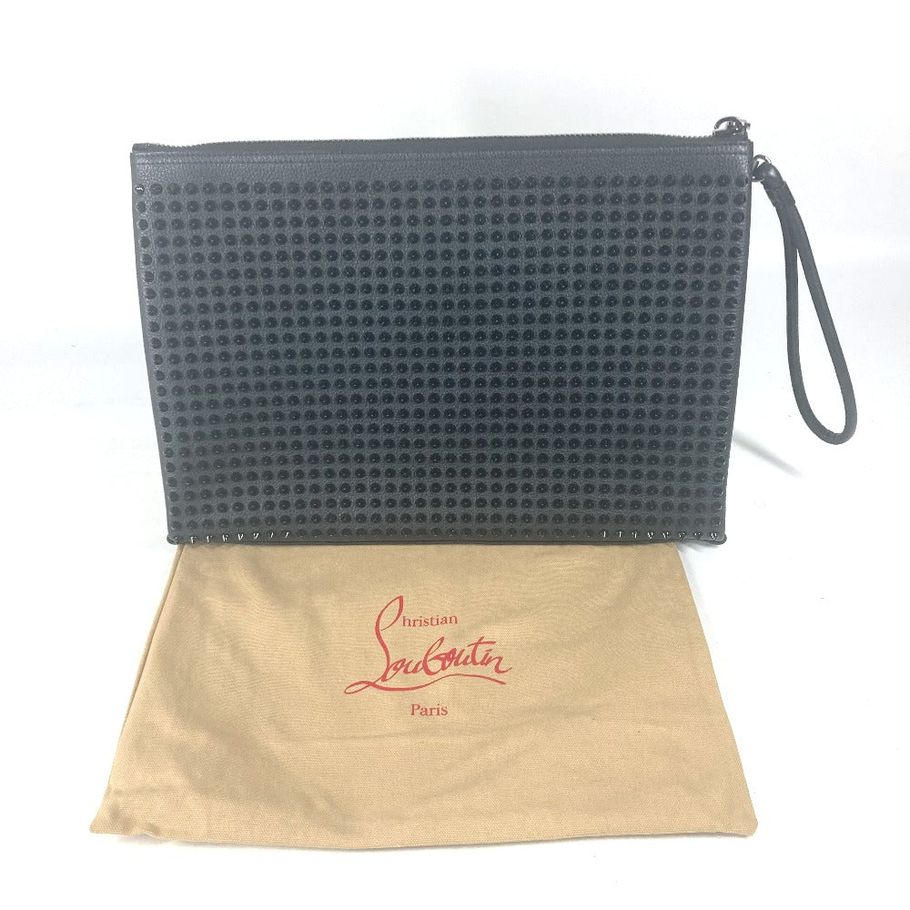 Christian Louboutin Clutch bag 1195035 leather black business bag Studs unisex(Unisex) Used Authentic