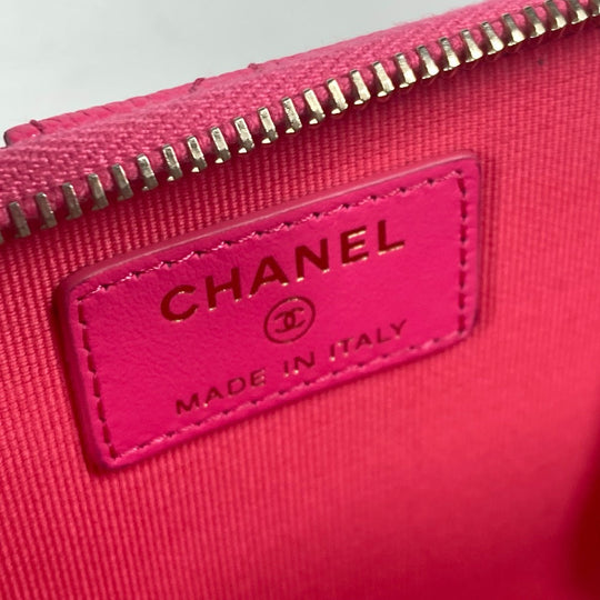 CHANEL Coin case AP3179 Caviar skin pink quilting matelasse CC COCO Mark Fragment Case Women Used Authentic