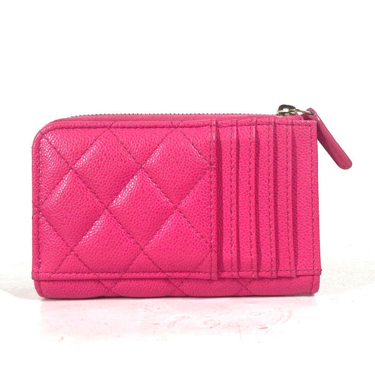 CHANEL Coin case AP3179 Caviar skin pink quilting matelasse CC COCO Mark Fragment Case Women Used Authentic