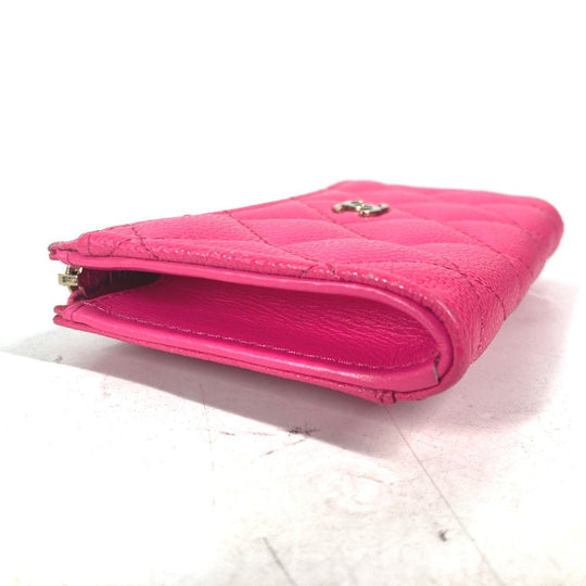 CHANEL Coin case AP3179 Caviar skin pink quilting matelasse CC COCO Mark Fragment Case Women Used Authentic