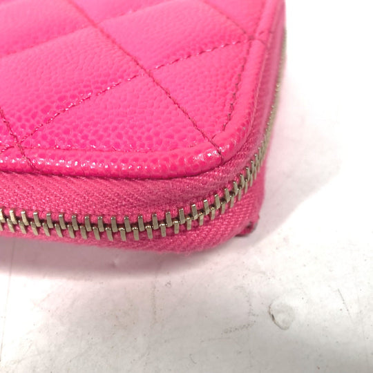 CHANEL Coin case AP3179 Caviar skin pink quilting matelasse CC COCO Mark Fragment Case Women Used Authentic