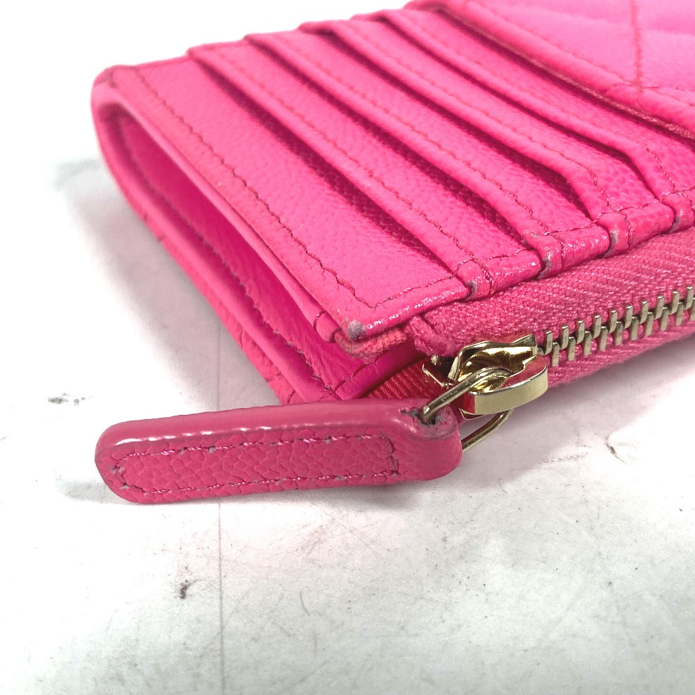 CHANEL Coin case AP3179 Caviar skin pink quilting matelasse CC COCO Mark Fragment Case Women Used Authentic