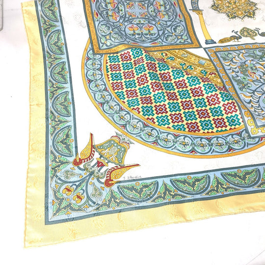 HERMES scarf silk yellow Carre90 CIELS BYZANTINS Byzantine sky Women Used Authentic