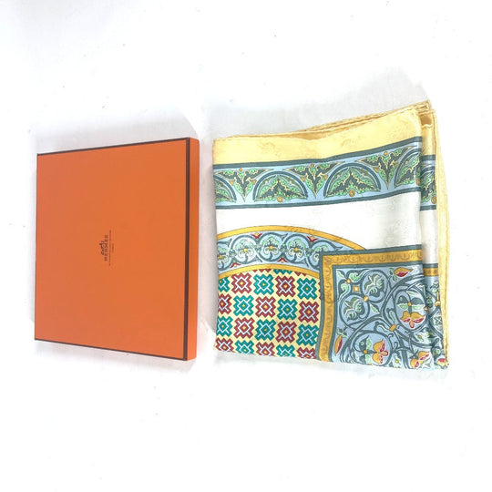 HERMES scarf silk yellow Carre90 CIELS BYZANTINS Byzantine sky Women Used Authentic