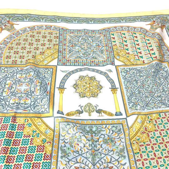 HERMES scarf silk yellow Carre90 CIELS BYZANTINS Byzantine sky Women Used Authentic