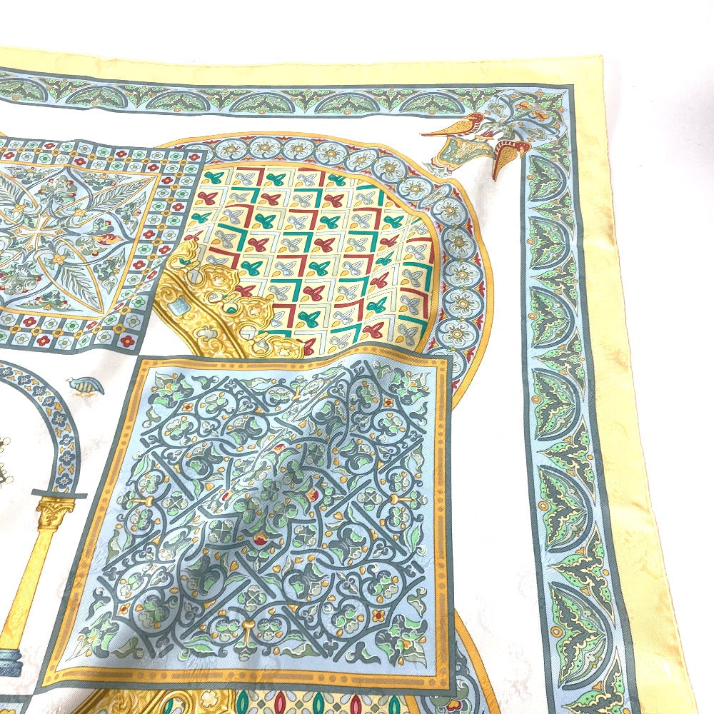 HERMES scarf silk yellow Carre90 CIELS BYZANTINS Byzantine sky Women Used Authentic