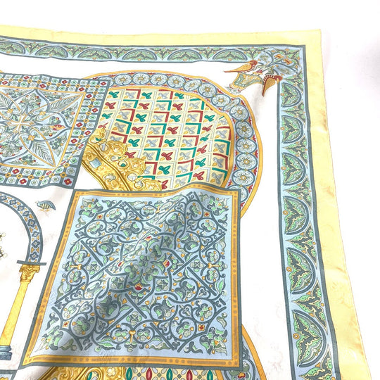 HERMES scarf silk yellow Carre90 CIELS BYZANTINS Byzantine sky Women Used Authentic