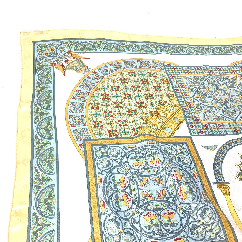 HERMES scarf silk yellow Carre90 CIELS BYZANTINS Byzantine sky Women Used Authentic