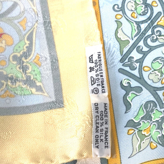HERMES scarf silk yellow Carre90 CIELS BYZANTINS Byzantine sky Women Used Authentic