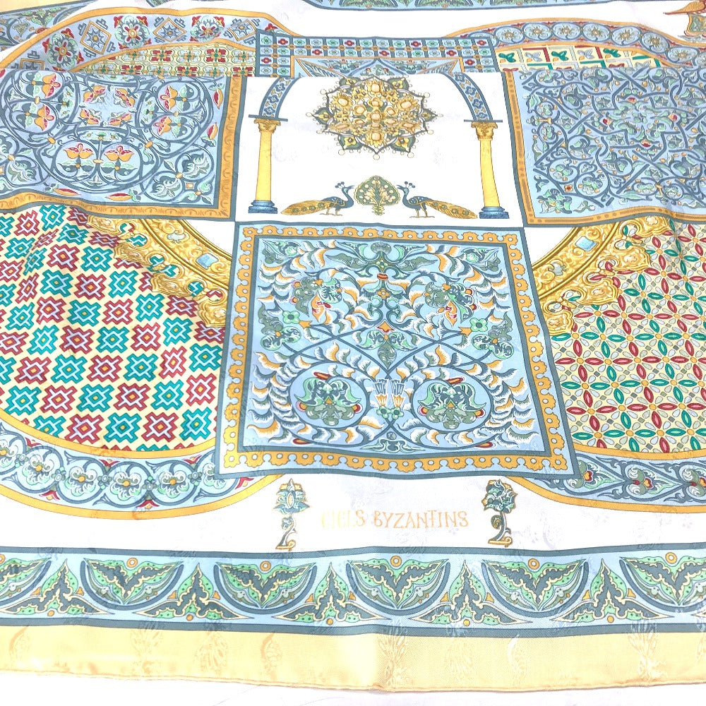 HERMES scarf silk yellow Carre90 CIELS BYZANTINS Byzantine sky Women Used Authentic
