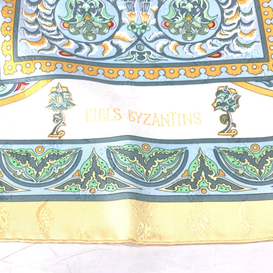 HERMES scarf silk yellow Carre90 CIELS BYZANTINS Byzantine sky Women Used Authentic