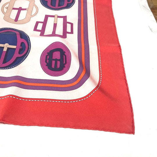 HERMES scarf silk Orange Carre90 LES LEOPARDS MODERNES Women Used Authentic