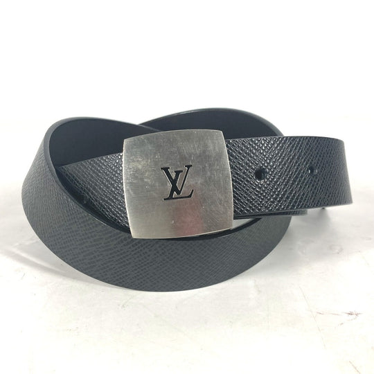 LOUIS VUITTON belt M6886V Taiga Leather black Taiga Saint Tulle LV CUT mens 85 Used Authentic