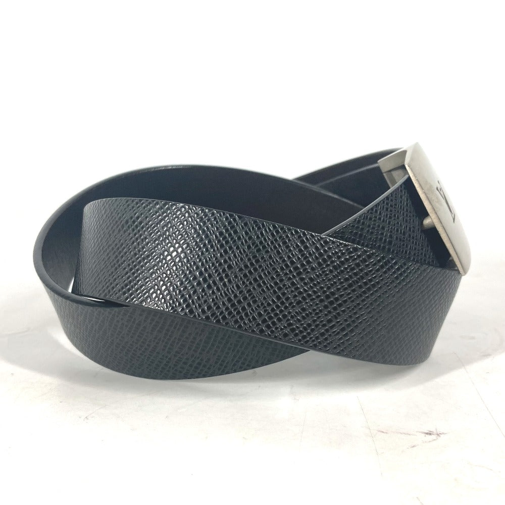 LOUIS VUITTON belt M6886V Taiga Leather black Taiga Saint Tulle LV CUT mens 85 Used Authentic
