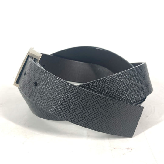 LOUIS VUITTON belt M6886V Taiga Leather black Taiga Saint Tulle LV CUT mens 85 Used Authentic