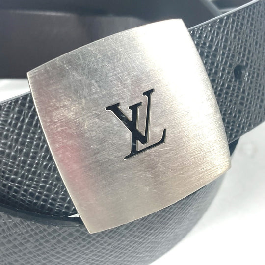 LOUIS VUITTON belt M6886V Taiga Leather black Taiga Saint Tulle LV CUT mens 85 Used Authentic