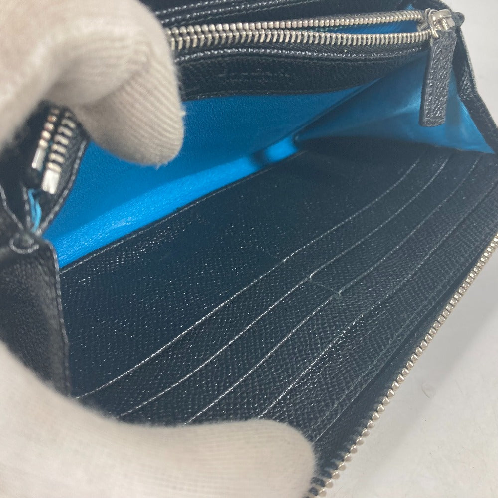 BVLGARI Long Wallet Purse leather black Bulgari Bulgari mens(Unisex) Used Authentic