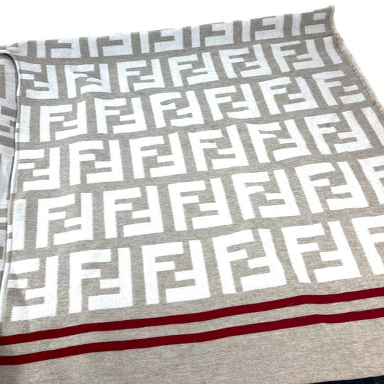 FENDI poncho FXX636 Wool, Silk beige Zucca logo Women Used Authentic