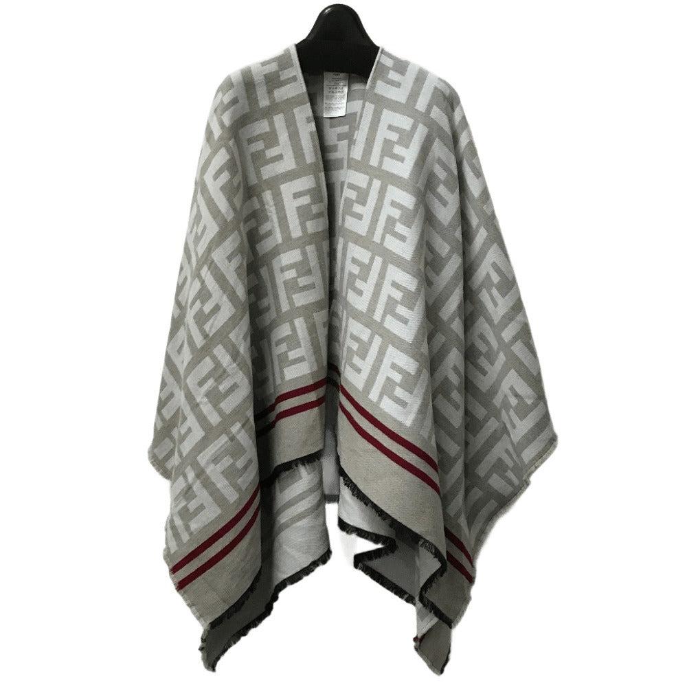 FENDI poncho FXX636 Wool, Silk beige Zucca logo Women Used Authentic