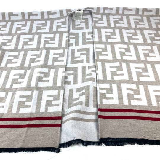 FENDI poncho FXX636 Wool, Silk beige Zucca logo Women Used Authentic