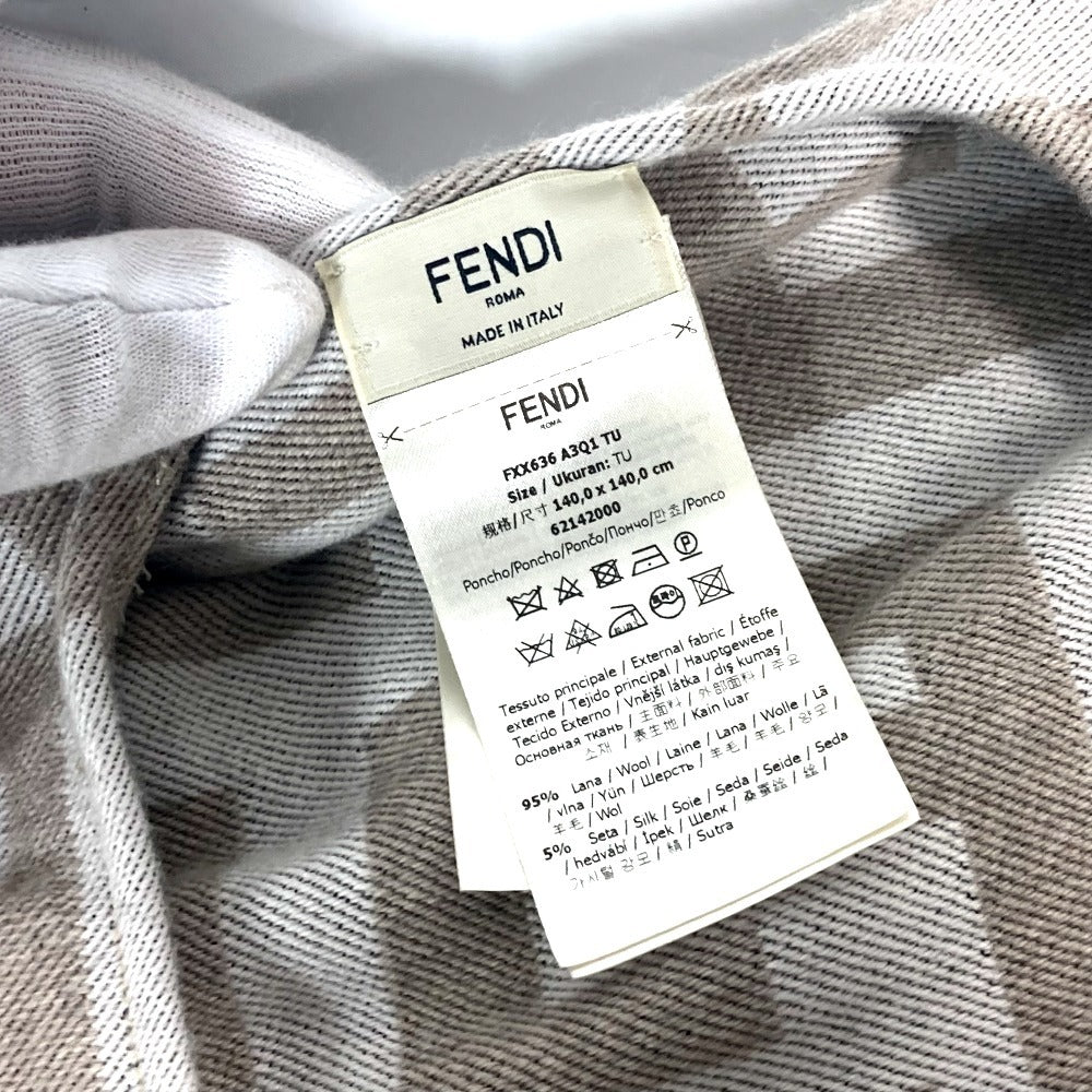 FENDI poncho FXX636 Wool, Silk beige Zucca logo Women Used Authentic