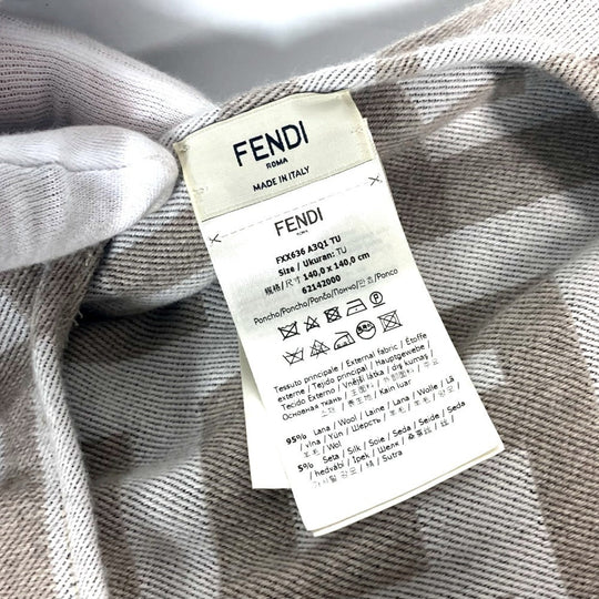 FENDI poncho FXX636 Wool, Silk beige Zucca logo Women Used Authentic