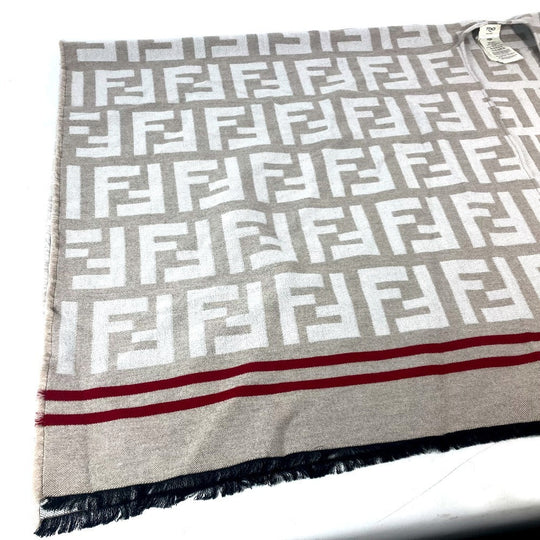 FENDI poncho FXX636 Wool, Silk beige Zucca logo Women Used Authentic